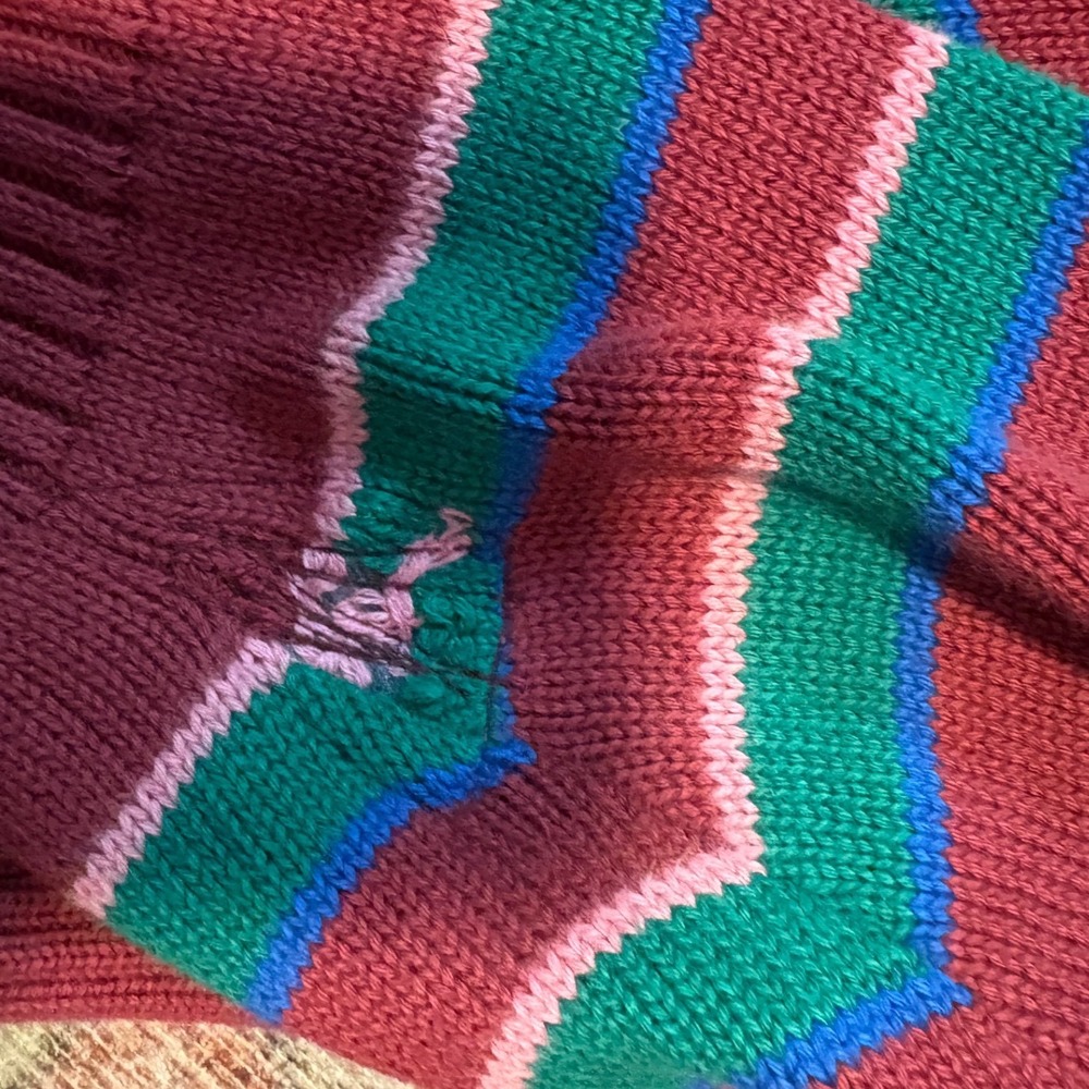 Bobo Choses Womens Organic Cotton Striped Knit Sweater Burgundy Green Blue S - Picture 9 of 9